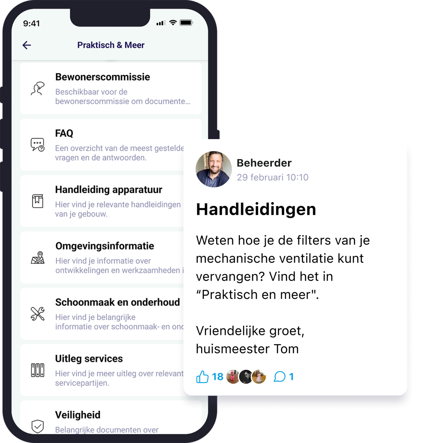 Vind praktische informatie via de bewoners app