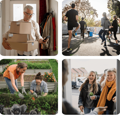 Afbeeldingen van betrokken bewoners in de community
