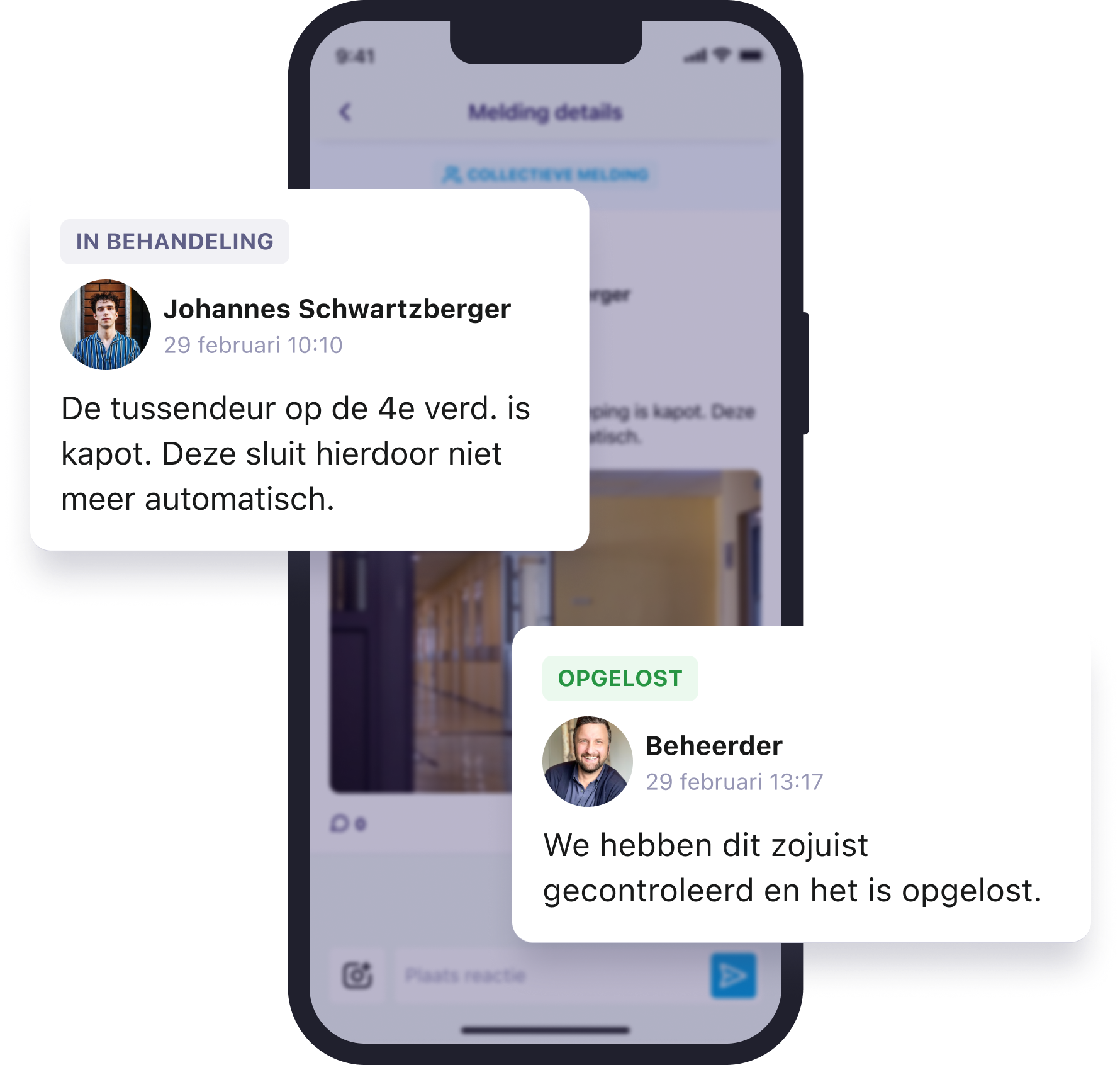 Meld snel een reparatie of storing via de bewoners app